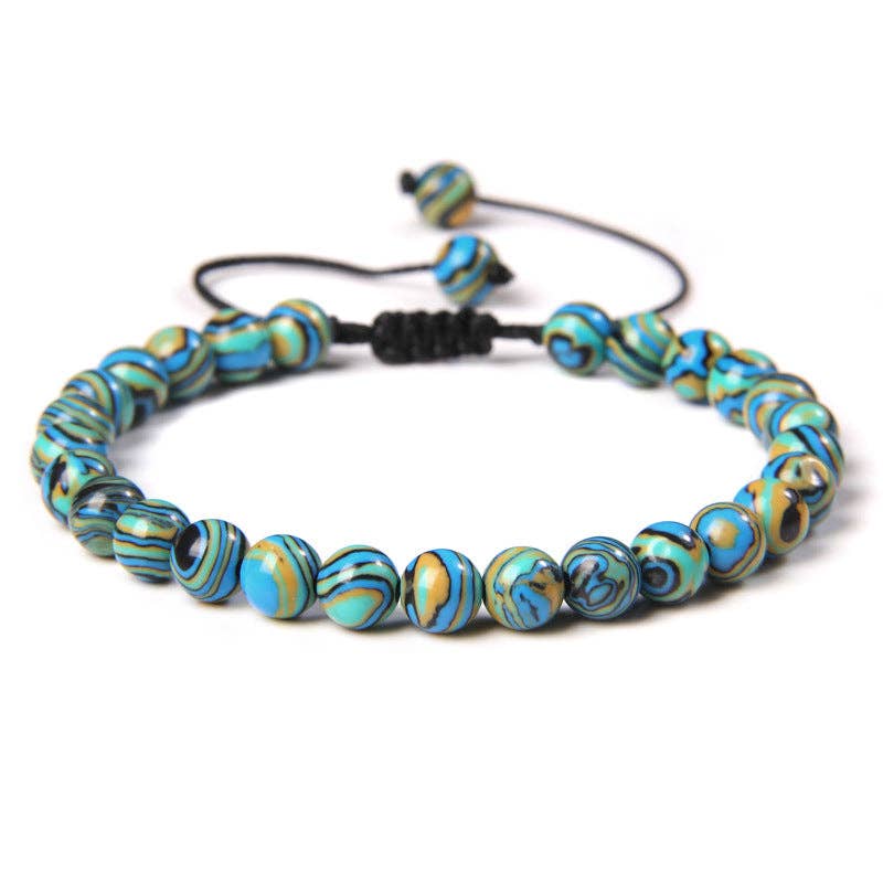 6mm Natural Stone Hand Woven Stretch Bracelets: Imitation turquoise, 6mm (stretchable)