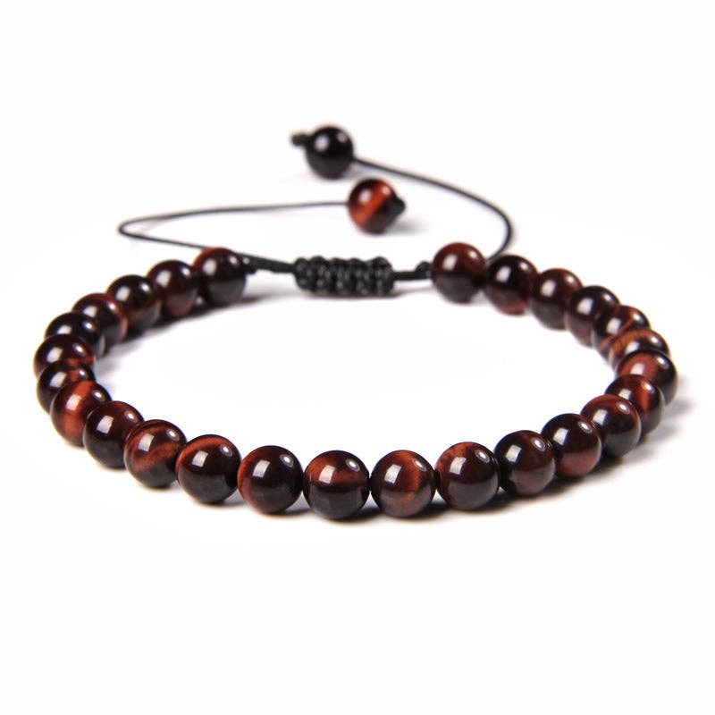 6mm Natural Stone Hand Woven Stretch Bracelets: Imitation turquoise, 6mm (stretchable)