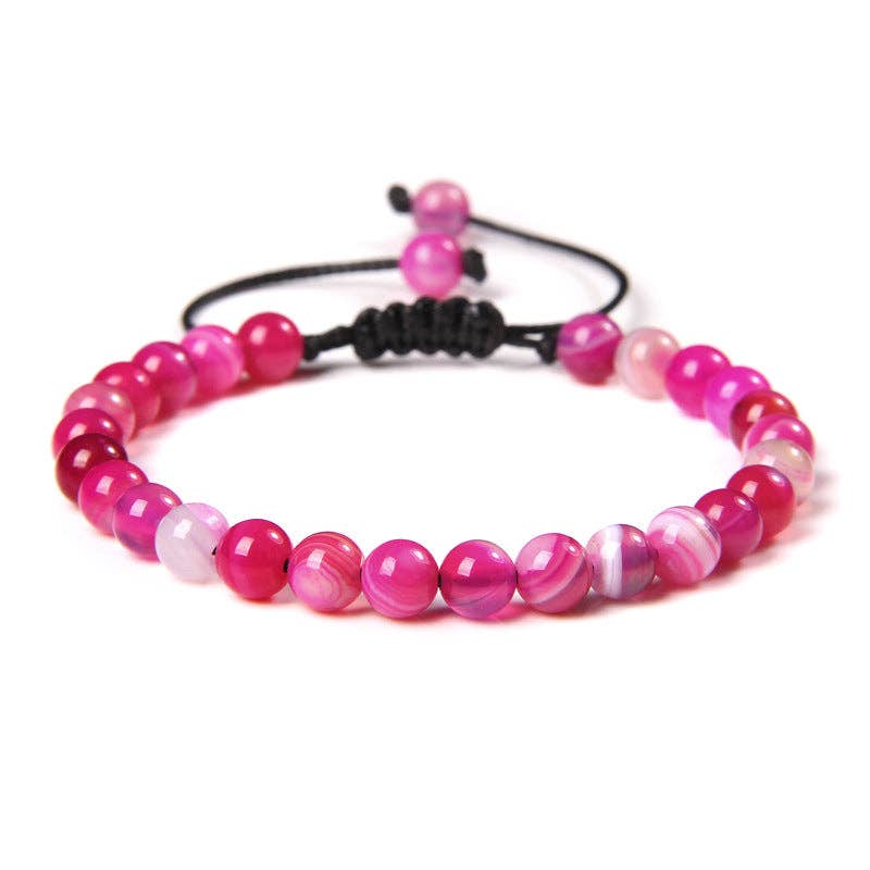 6mm Natural Stone Hand Woven Stretch Bracelets: Imitation turquoise, 6mm (stretchable)