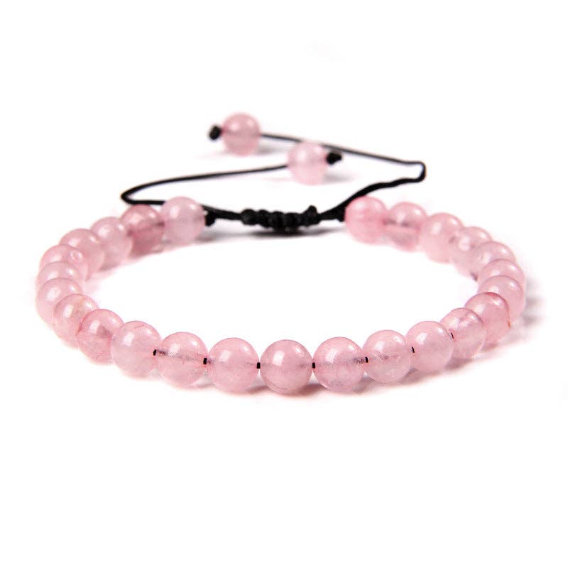 6mm Natural Stone Hand Woven Stretch Bracelets: White fire agate, 6mm (stretchable)