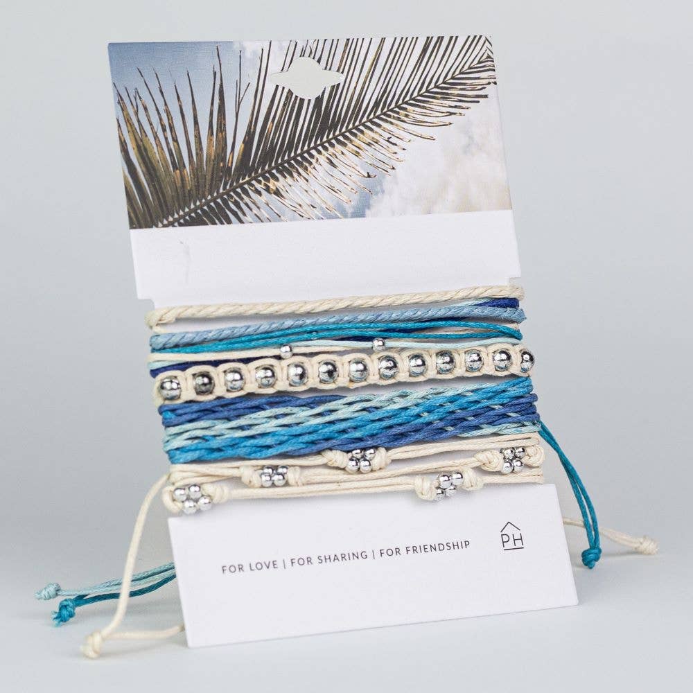 Palm Card Color Stack Pull Bracelets Set/4: Tan