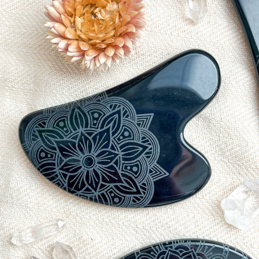 Jade Opalite Obsidian Gua Sha Stone Facial Massager Spa Gift: Mandala, Opalite