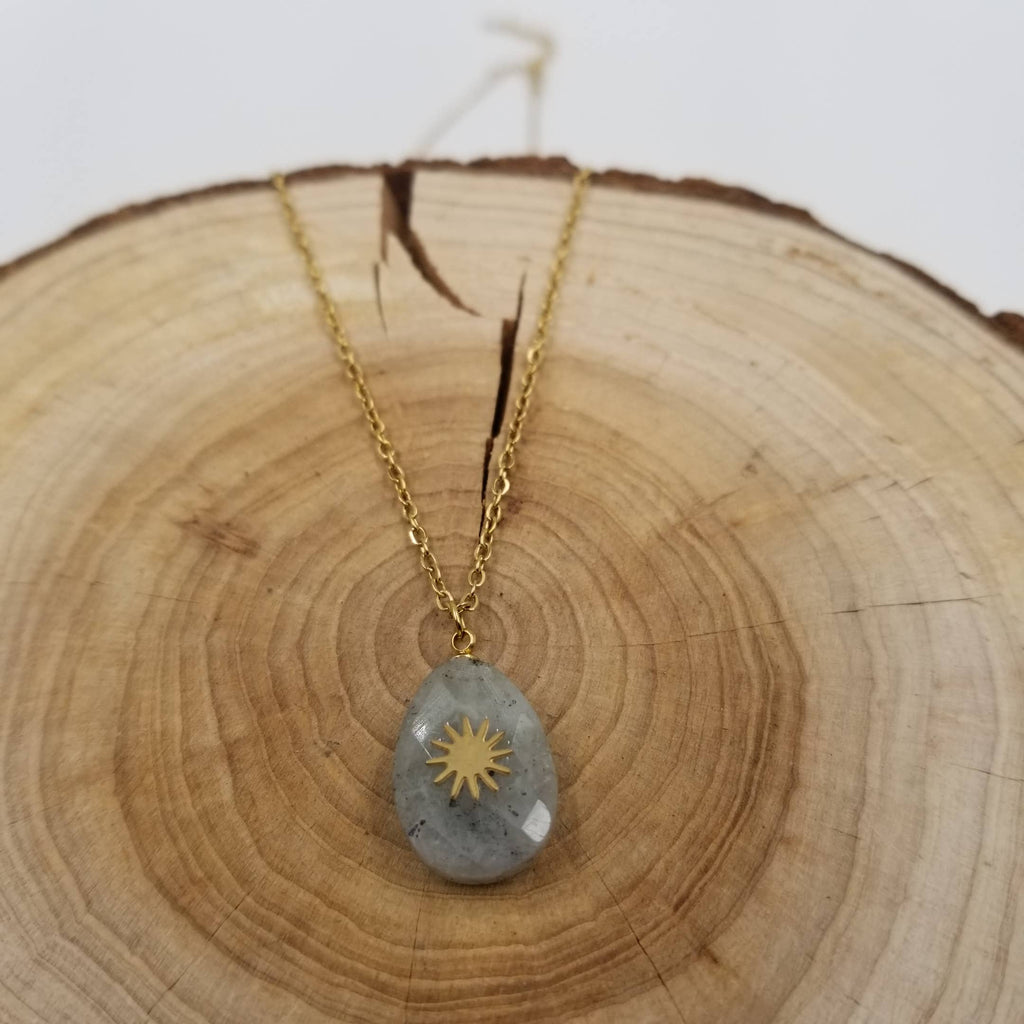 Bright Sun Natural Crystal Necklace: Pink
