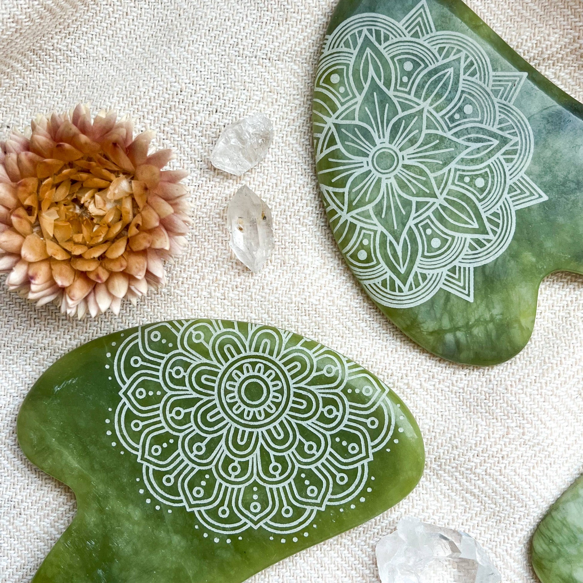 Jade Opalite Obsidian Gua Sha Stone Facial Massager Spa Gift: Henna, Opalite