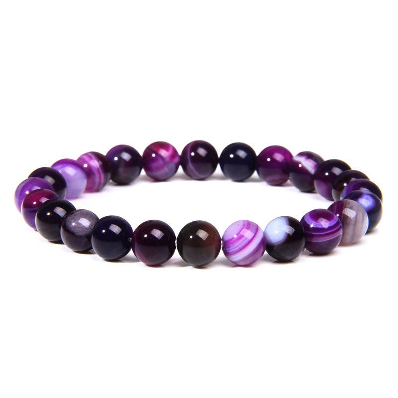 8MM Elastic Blue White Stone Bracelets