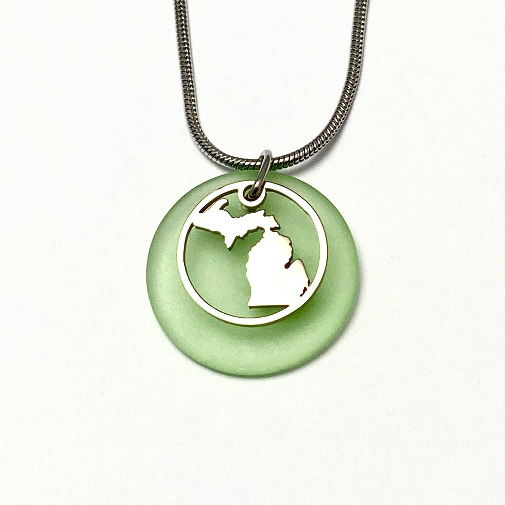 Michigan Beach Glass Pendant: Sea Green
