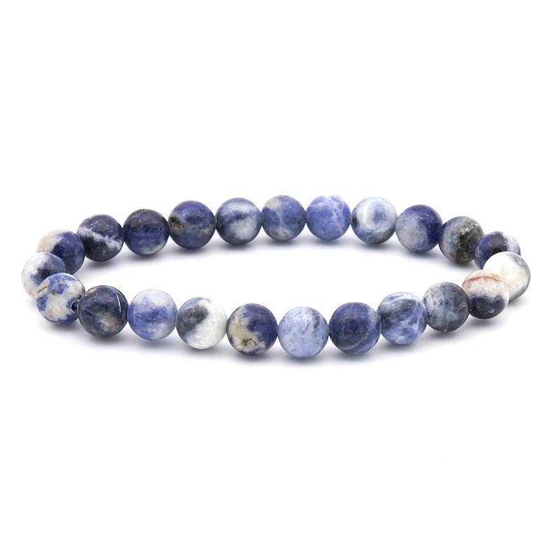 8MM Elastic Blue White Stone Bracelets