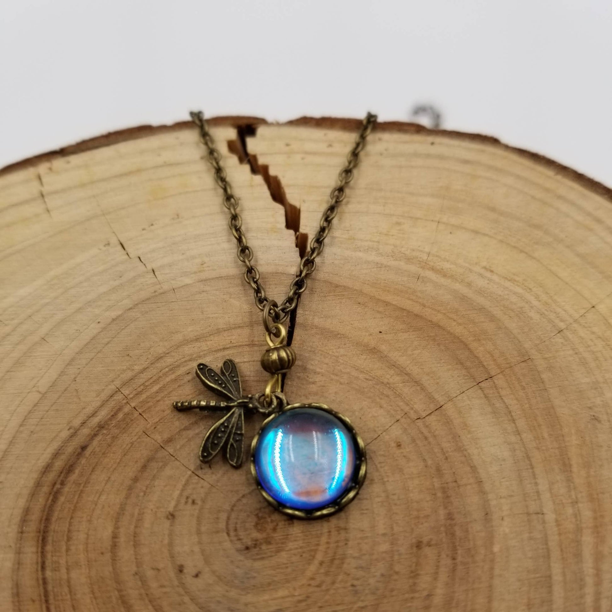 Vintage Dragonfly Moonstone Necklace