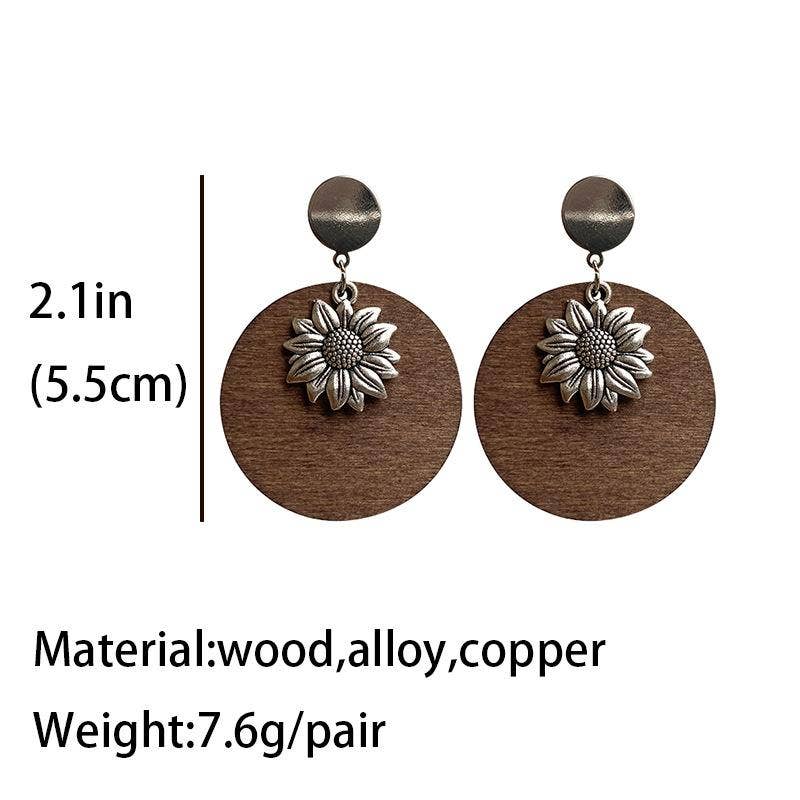 Sunflower Wooden Bohemian Earrings: 3