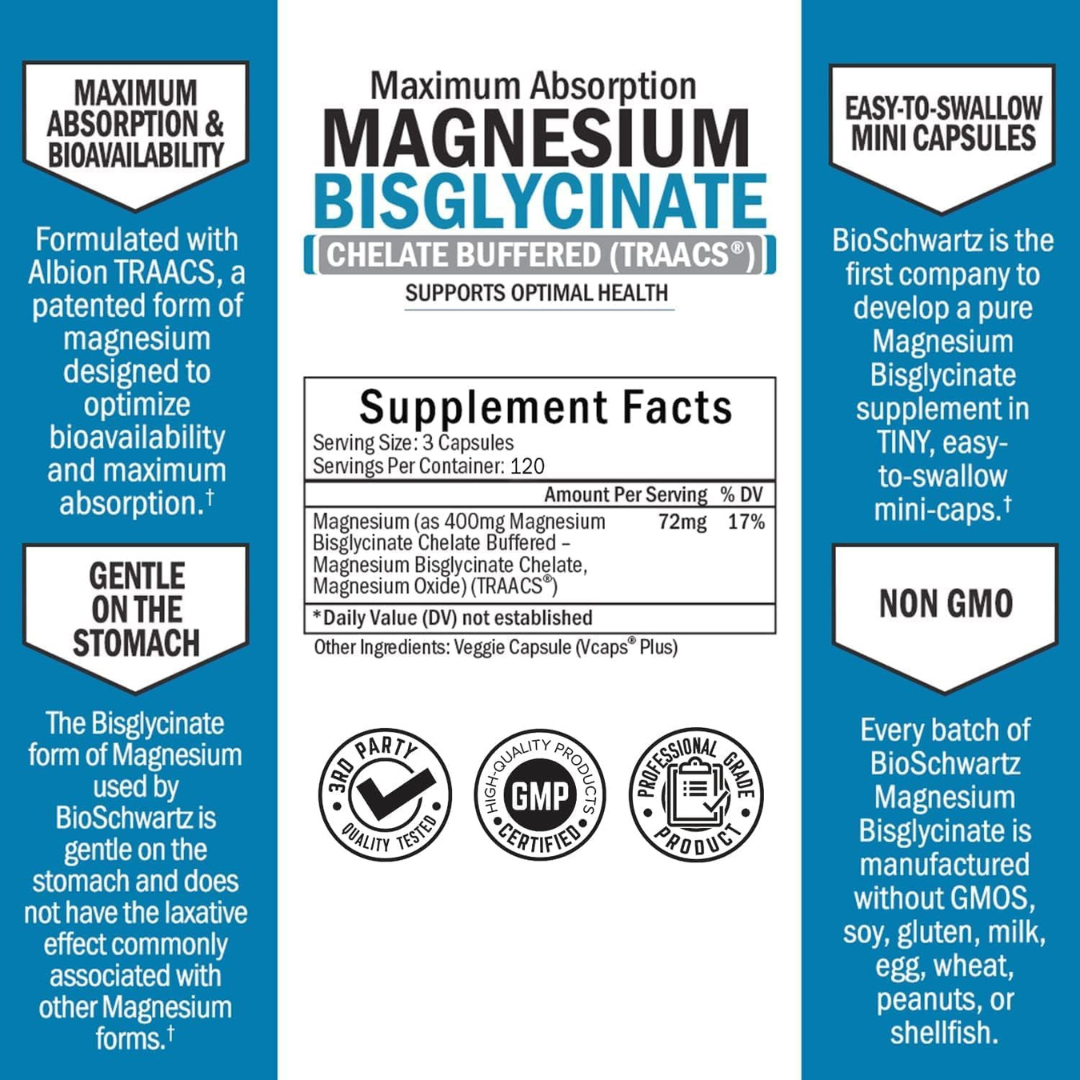 Magnesium Bisglycinate: Energy & Muscle Support (360 Cap)