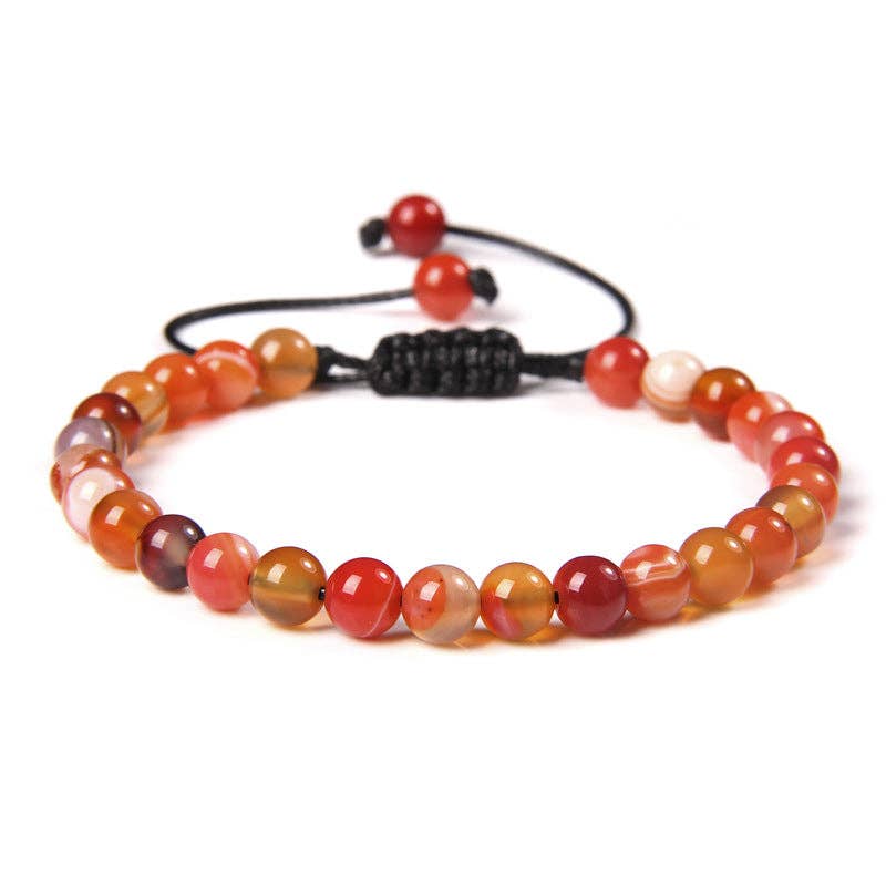 6mm Natural Stone Hand Woven Stretch Bracelets: White pine stone, 6mm (stretchable)