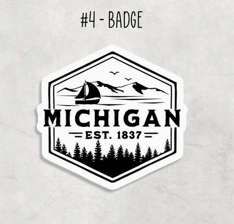 Michigan Stickers: Design 4 - Badge