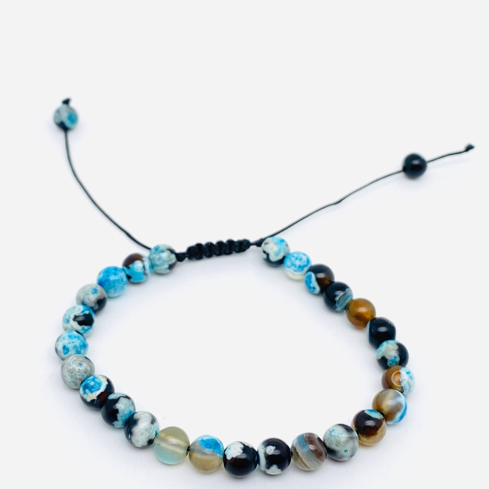 6mm Natural Stone Hand Woven Stretch Bracelets: White fire agate, 6mm (stretchable)
